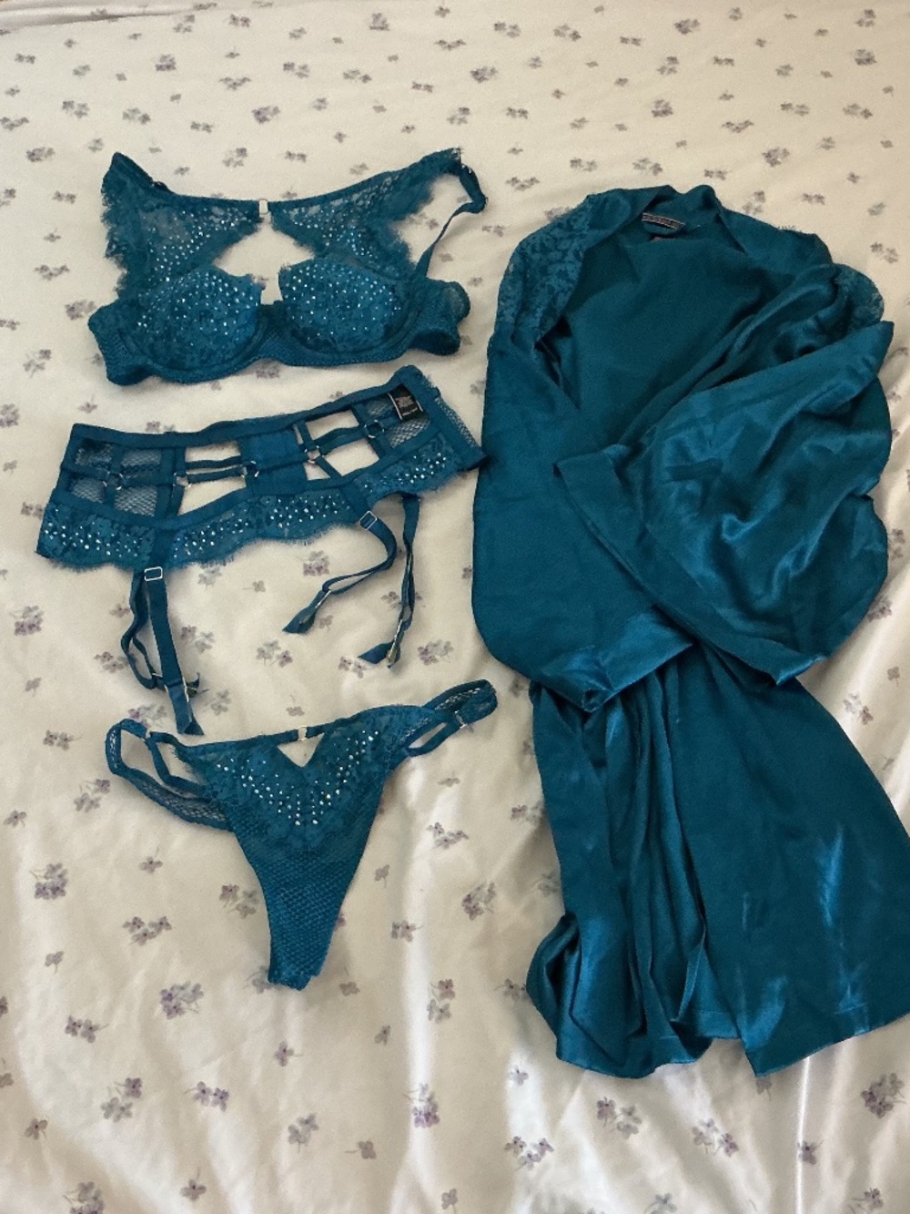 Victoria’s Secret Very Sexy Bra, Panty, Garter Belt, and Robe